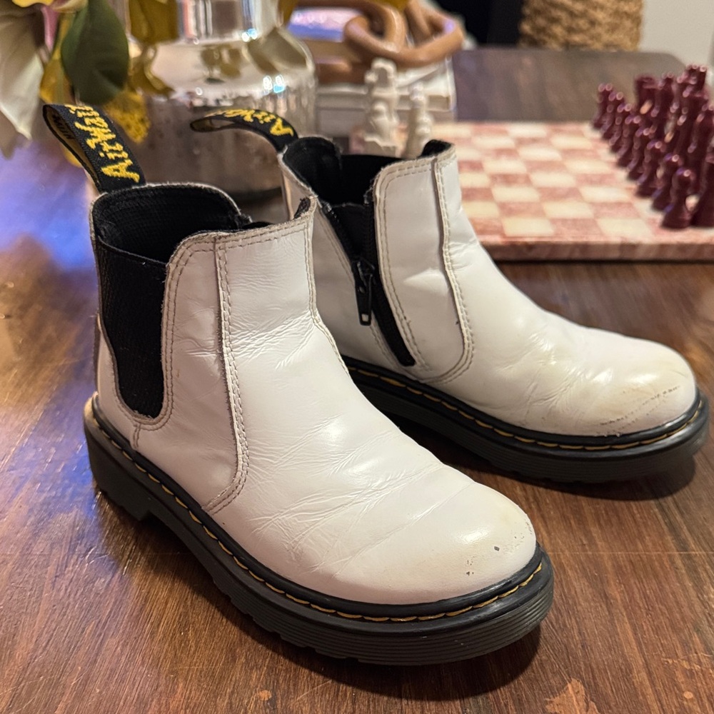 Dr. Martens White Chelsea Ankle Boots | AirWair | Zip Sides